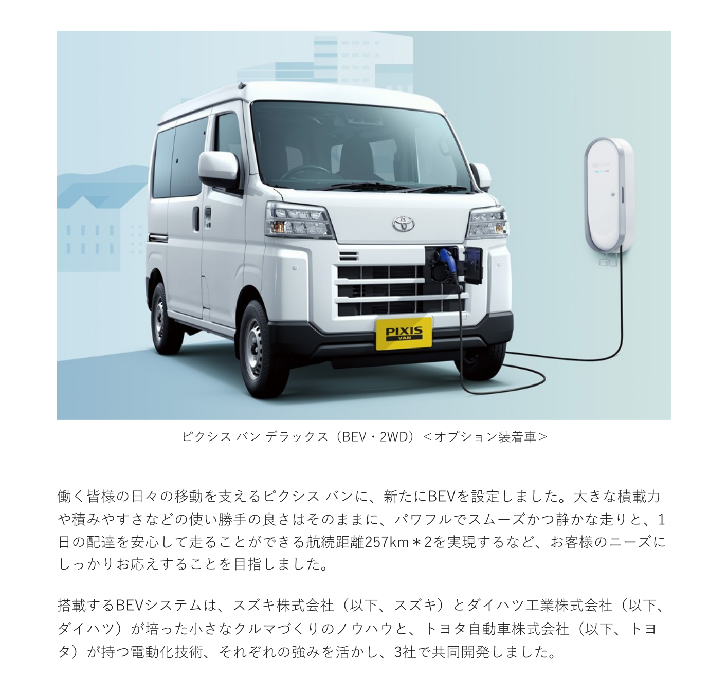 ピクシスバンにBEV（電気自動車）を追加 | 愛媛トヨペット｜愛媛の